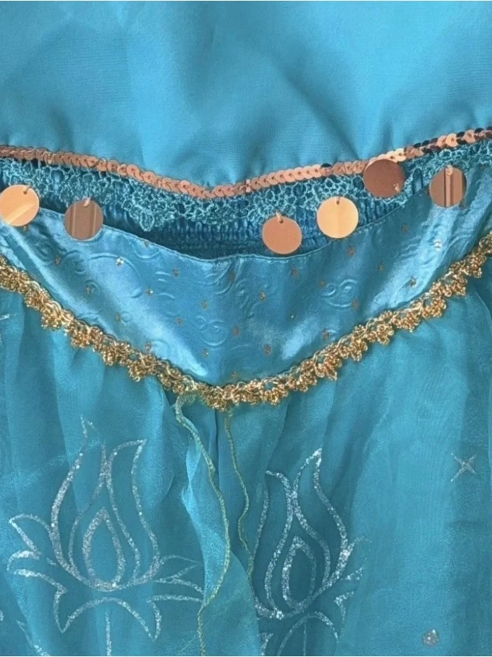 Disney Store Girls Princess Jasmine 2PC Sparkly Halloween Costume Size 7/8 ec